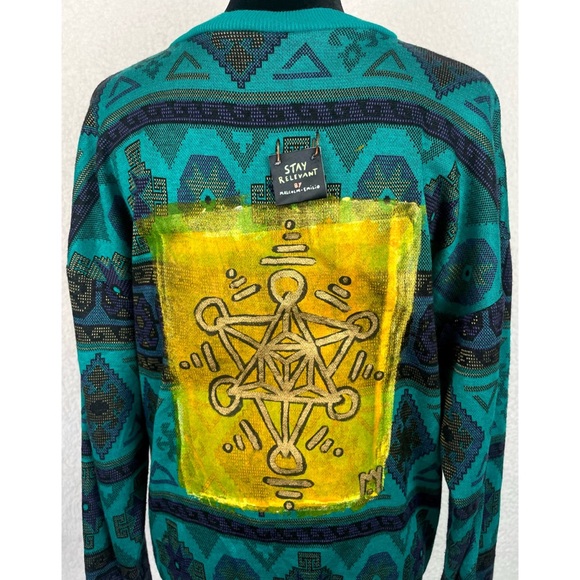 MALCOLM EMILIO • Stay Relevant Sacred Geometry Reworked Vintage Pullover Sweater - Picture 5 of 13